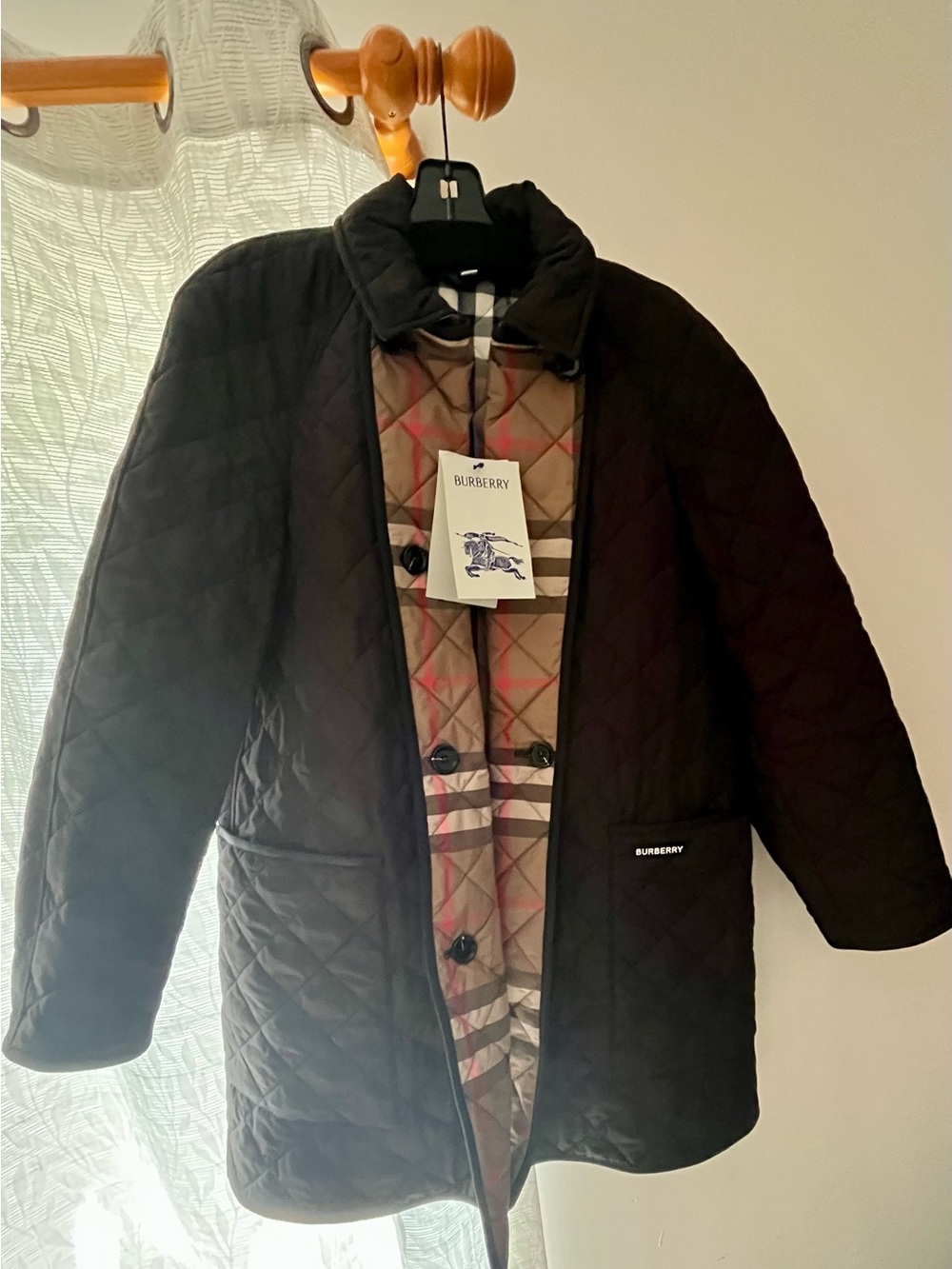 Women’s Burberry Check Quilted Nylon Jacket XL